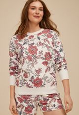 Floral Crew Neck Sweatshirt, C1524, small