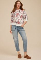 Floral Crew Neck Sweatshirt, C1524, small