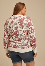 Plus Size Floral Crew Neck Sweatshirt, C1524, small
