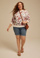 Plus Size Floral Crew Neck Sweatshirt, C1524, small