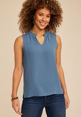 Smocked Shoulder Tank Top, C7902, small