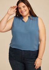 Plus Size Smocked Shoulder Tank Top, C7902, small