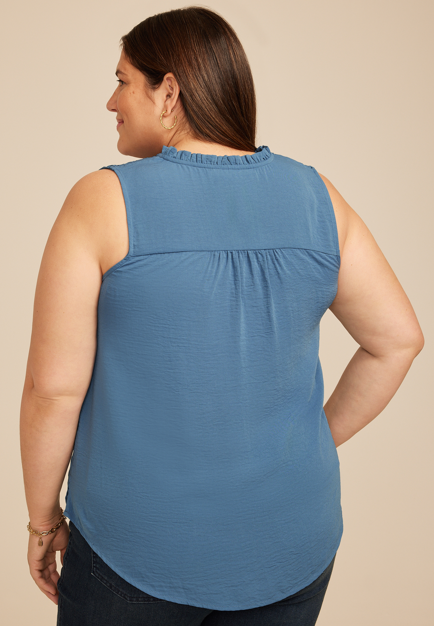 Plus Size Smocked Shoulder Tank Top, C7902, large