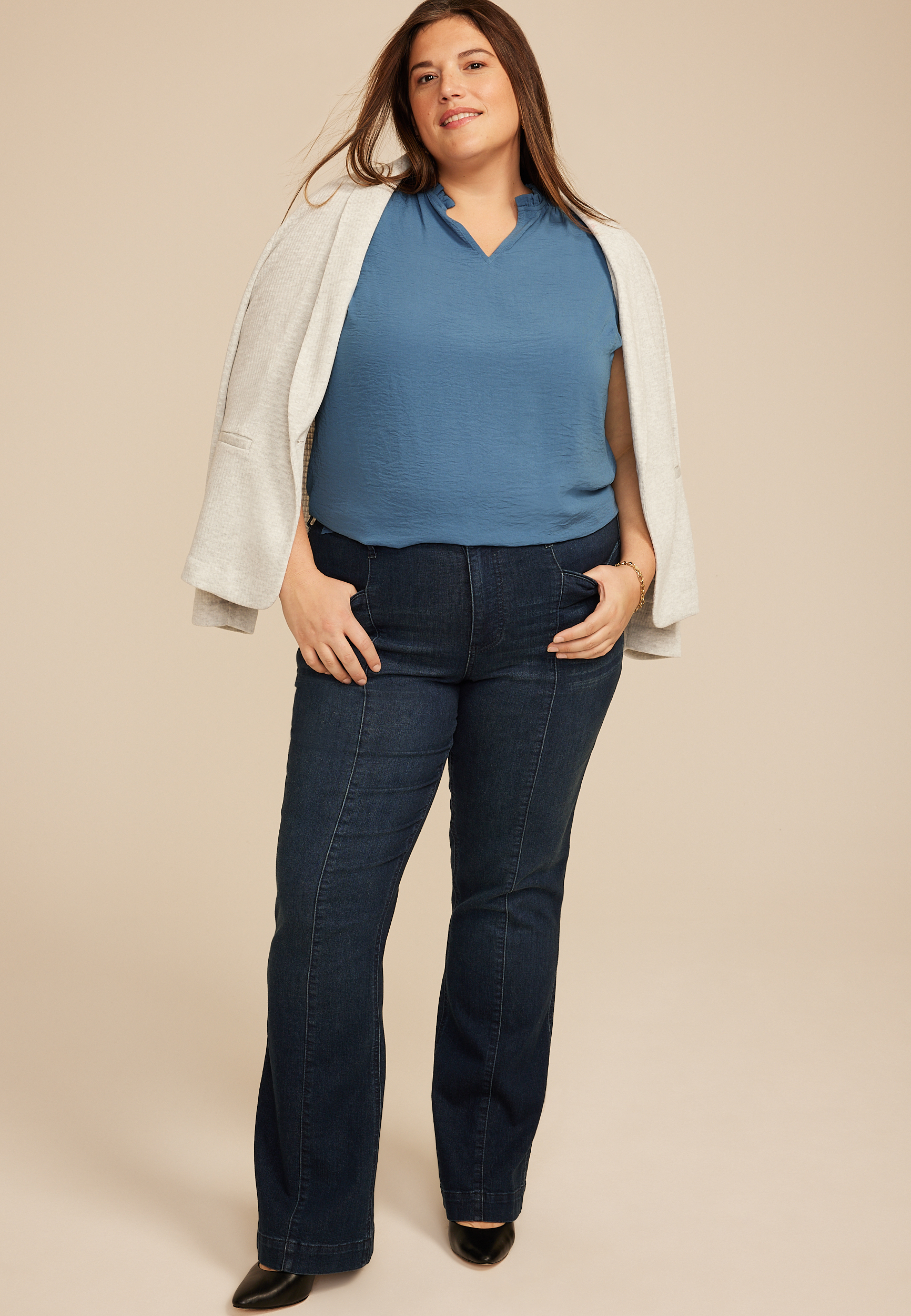 Plus Size Smocked Shoulder Tank Top, C7902, large
