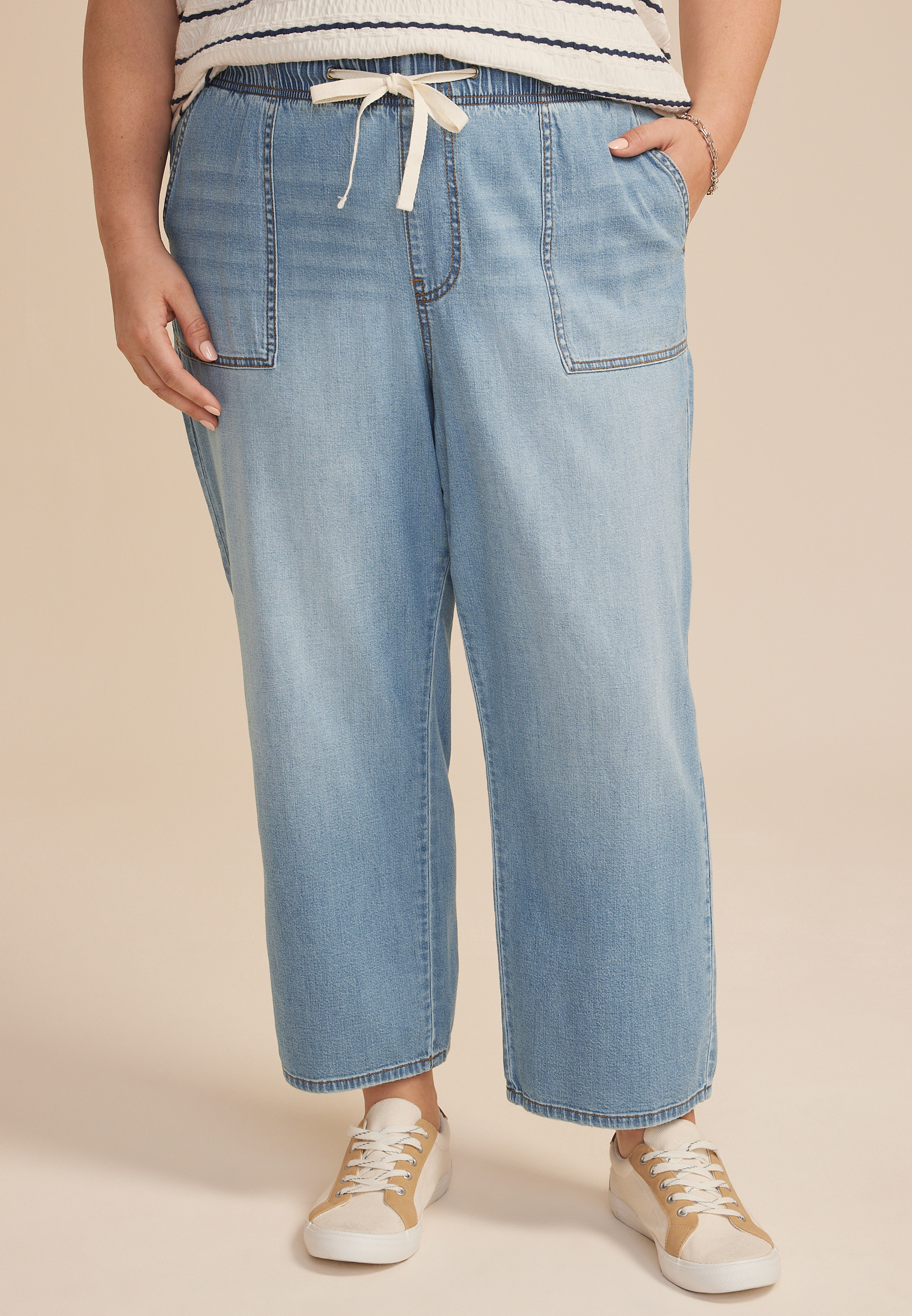 Plus Size m jeans by maurices&trade; Soft High Rise Straight Cropped Jean