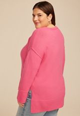 Plus Size Crew Neck Step Hem Sweater, C595, small