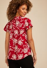 Atwood Lace Floral Flutter Sleeve Blouse, C7044, small