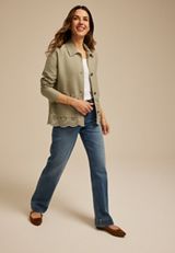 Eyelet Scallop Hem Twill Jacket, C186, small
