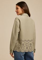 Eyelet Scallop Hem Twill Jacket, C186, small