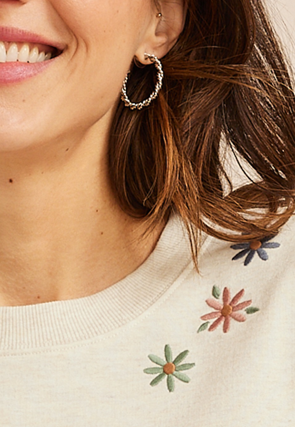 See Good In All Things Floral Embroidered Sweatshirt, OATMEAL HEATHER, large