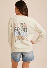 See Good In All Things Floral Embroidered Sweatshirt, OATMEAL HEATHER, small