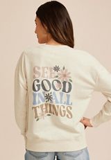 See Good In All Things Floral Embroidered Sweatshirt, OATMEAL HEATHER, small