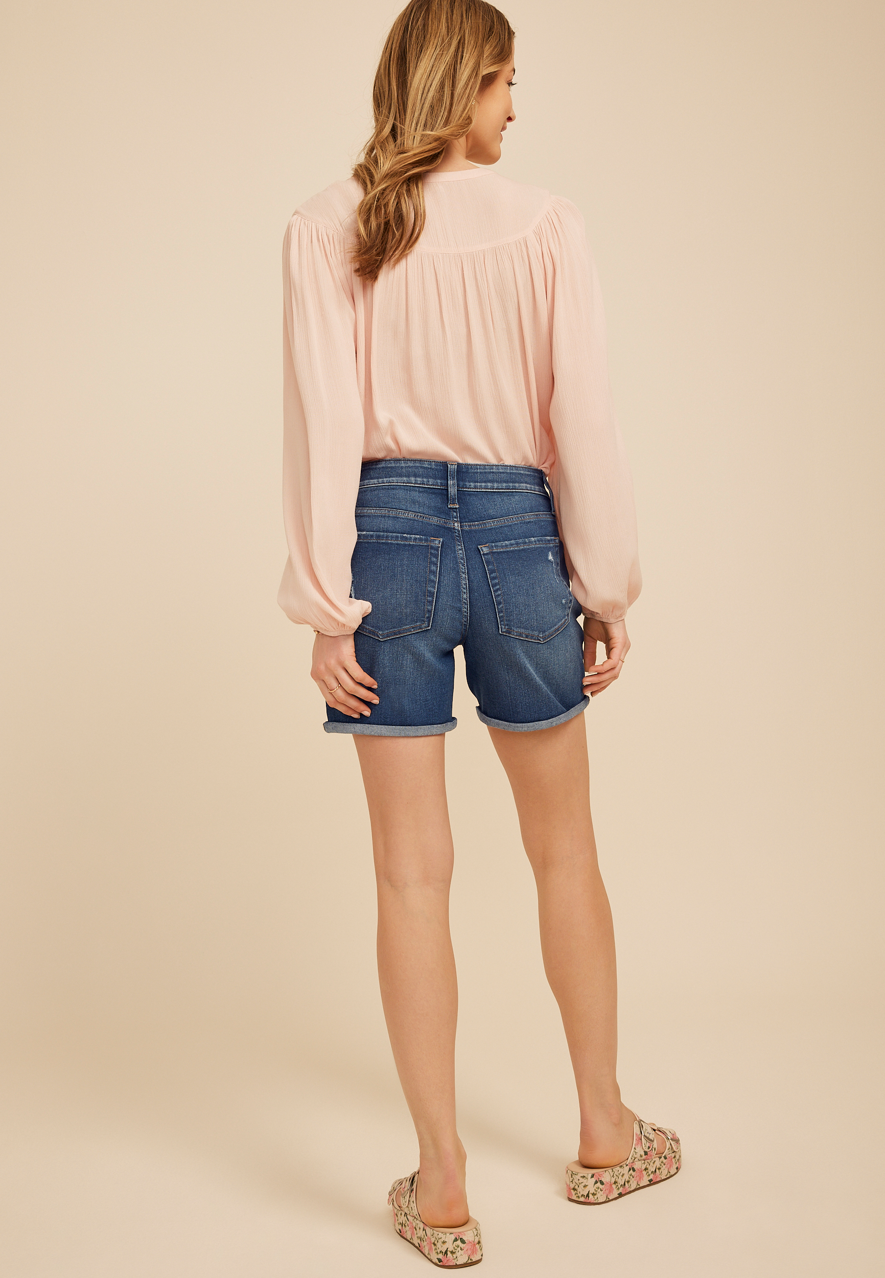 m jeans by maurices&trade; High Rise Destructed Rolled Hem 5in Short, C3337, large