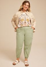 Plus Size Lightweight Stretch High Rise Jogger, C201, small