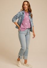24/7 Dawson Floral Embroidered Crew Neck Tee, C3018, small