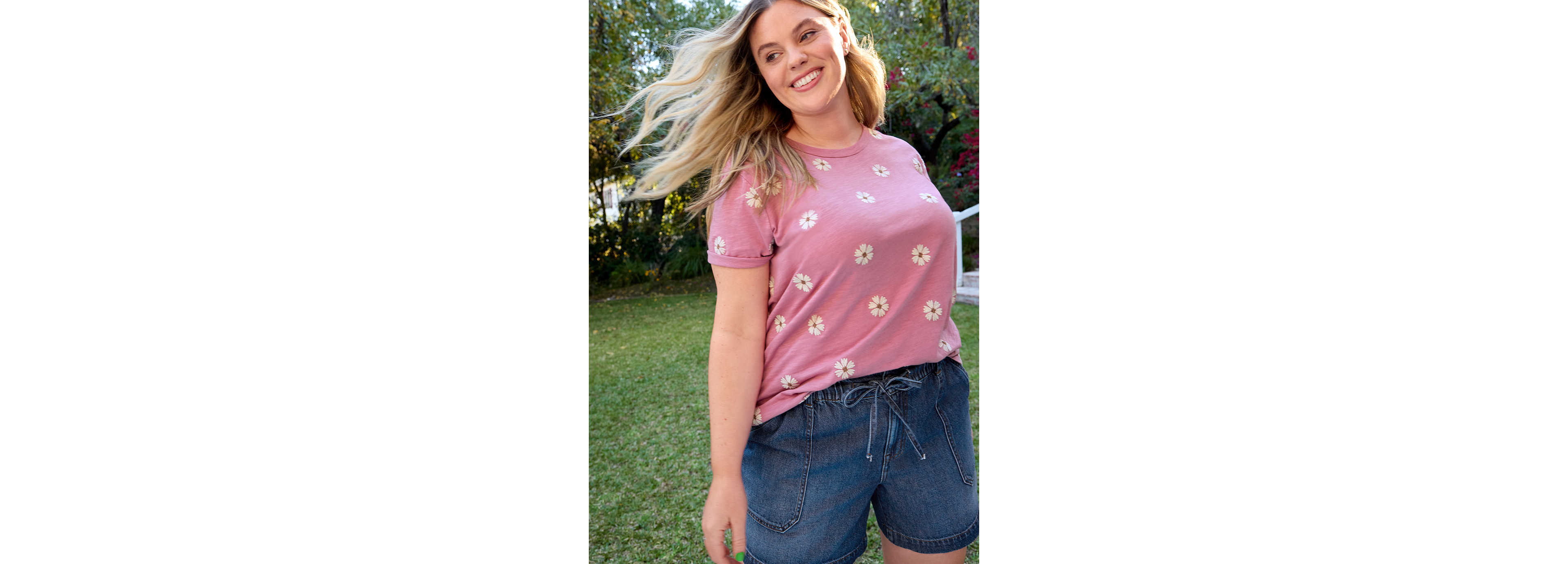 Plus 24/7 Dawson Floral Embroidered Crew Neck Tee