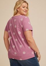 Plus Size 24/7 Dawson Floral Embroidered Crew Neck Tee, C3018, small