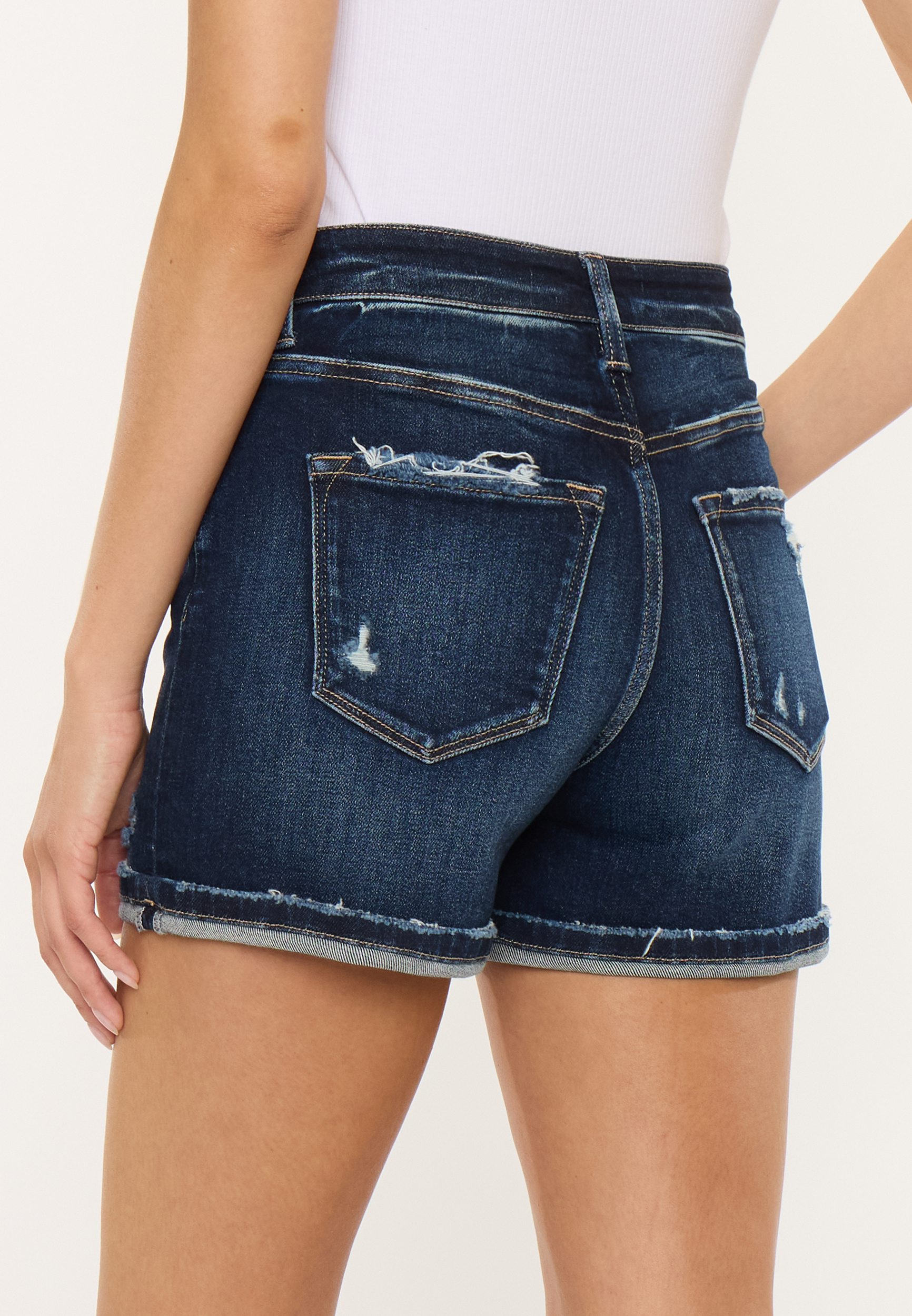 KanCan&trade; High Rise Open Ripped Cuffed Hem 4in Short, C258, large