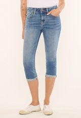 KanCan&trade; Mid Rise Frayed Thick Stitch Capri, C3337, small