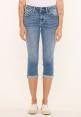 KanCan&trade; Mid Rise Frayed Thick Stitch Capri, C3337, small