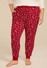 Plus Size Sketch Heart Print Jogger Pajama Pants, C2842, small