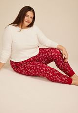 Plus Size Sketch Heart Print Jogger Pajama Pants, C2842, small