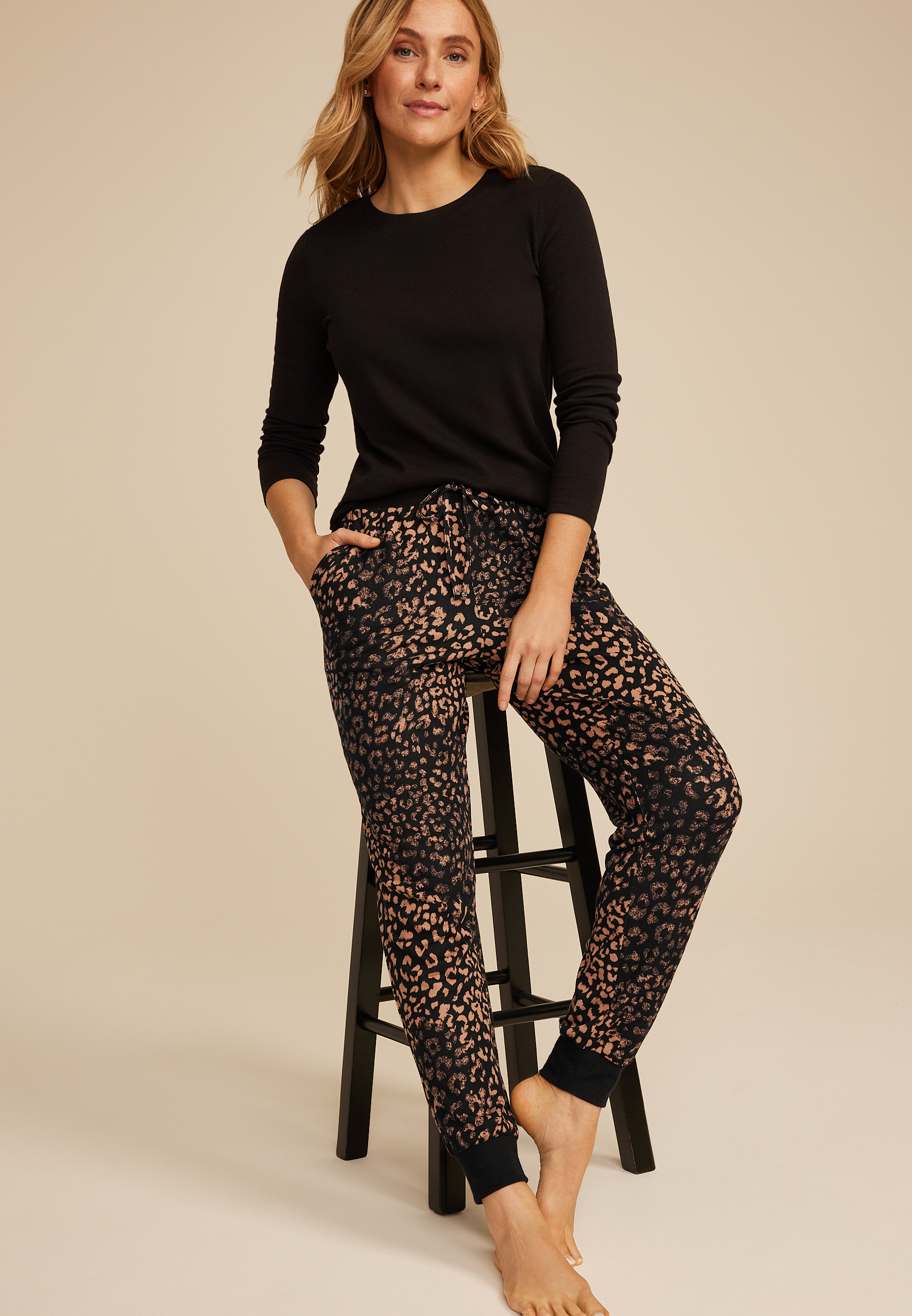 Animal Print Jogger Pajama Pants, C1756, large