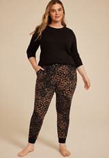 Plus Size Animal Print Jogger Pajama Pants, C1756, small