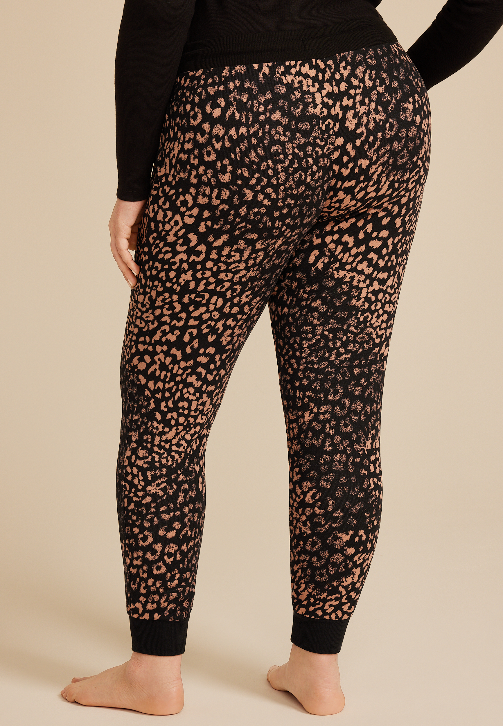 Plus Size Animal Print Jogger Pajama Pants, C1756, large