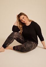 Plus Size Animal Print Jogger Pajama Pants, C1756, small