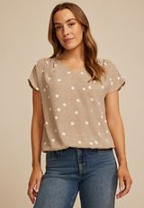 Polka Dot Dolman Short Sleeve Top, , small