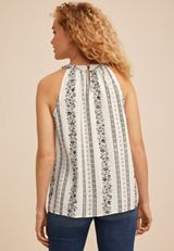 Floral Stripe Halter Neck Tank Top, C1756, small