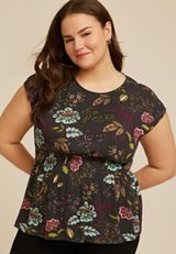 Plus Size Floral Smocked Waist Top, C9765, small