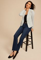 Ribbed Knit Blazer, C3348, small