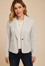 Rib Knit Blazer, C3348, small