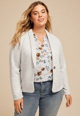 Rib Knit Blazer, C3348, small