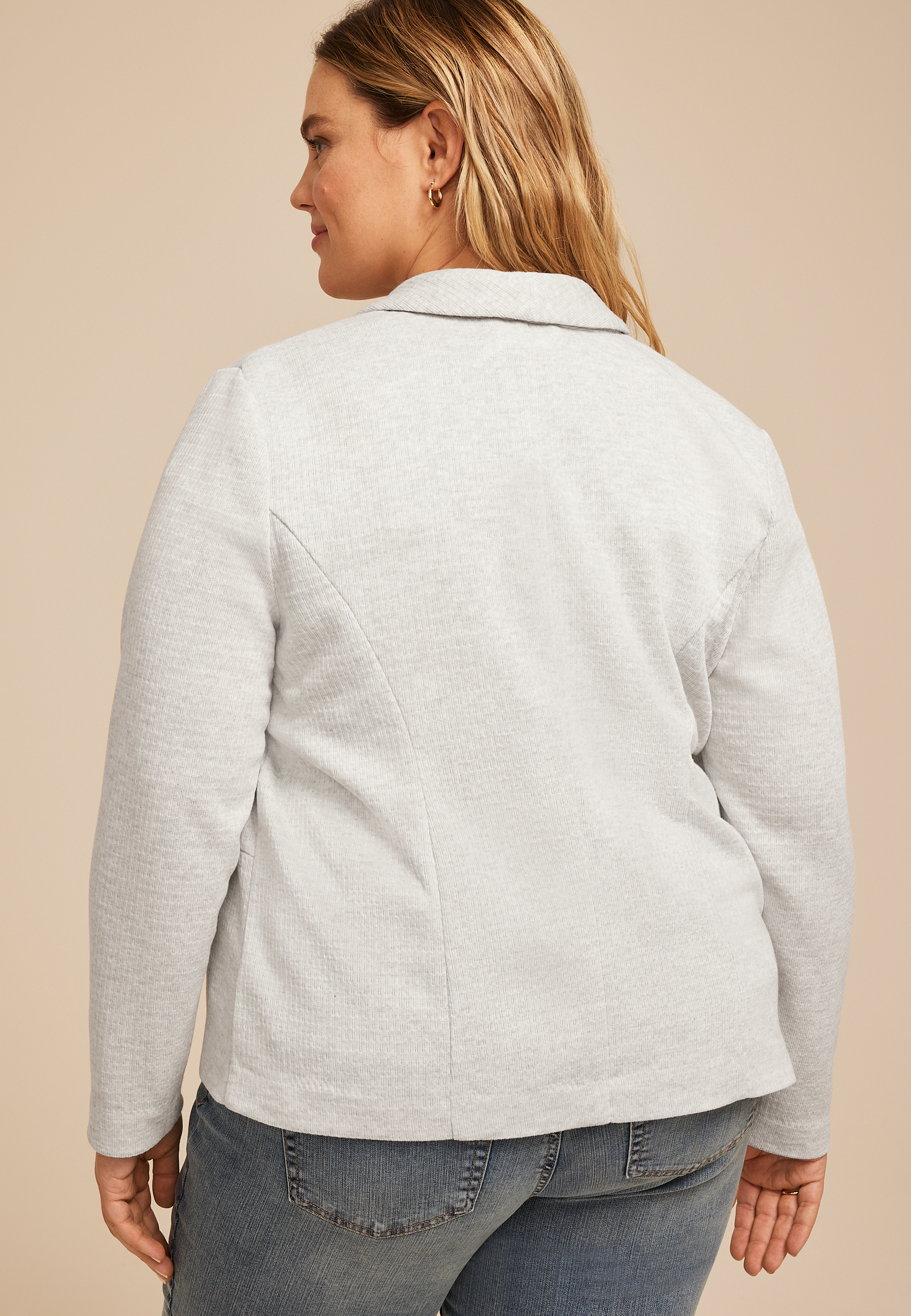 Rib Knit Blazer, C3348, large