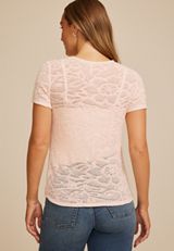 Textured Floral Short Sleeve Tee, C595, small