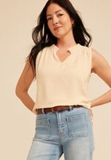 Smocked Shoulder Clip Dot Tank Top, C9298, small