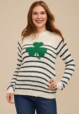 Shamrock Striped Sweater, GARDENIA COMBO, small