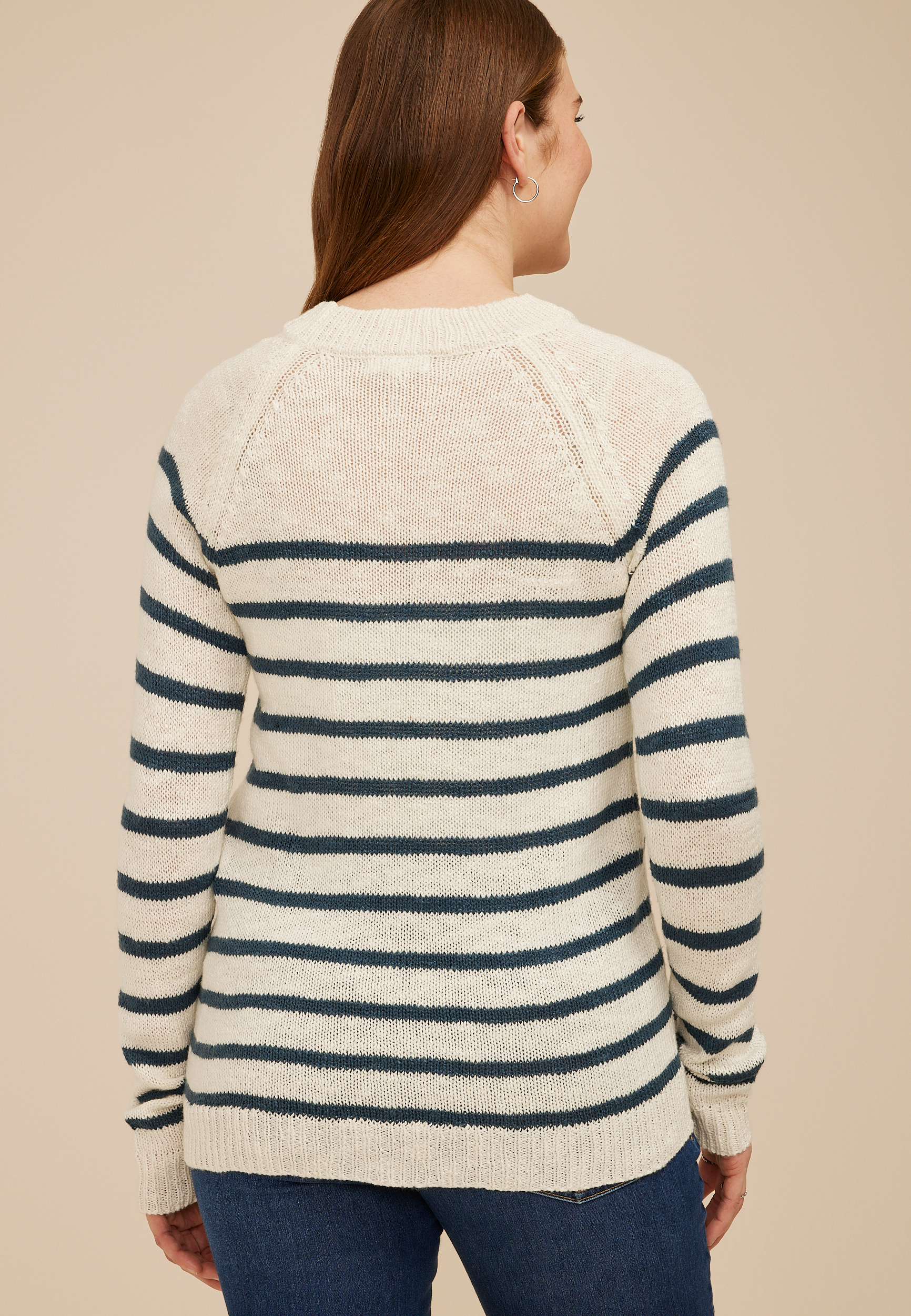 Shamrock Striped Sweater, GARDENIA COMBO, large