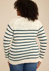 Plus Size Shamrock Striped Sweater, GARDENIA COMBO, small