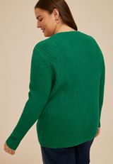 Plus Size Tie Front Ribbed Cardigan, C9558, small
