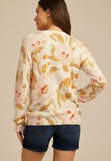Floral Crew Neck Sweater, PINK COMBO, small
