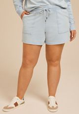 Plus Size Washed Terry High Rise 5in Short, LIGHT DENIM, small