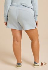 Plus Size Washed Terry High Rise 5in Short, LIGHT DENIM, small