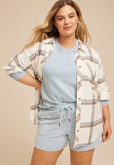 Plus Size Washed Terry High Rise 5in Short, LIGHT DENIM, small