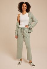Washed Terry High Rise Wide Leg Cropped Pant, C7225, small