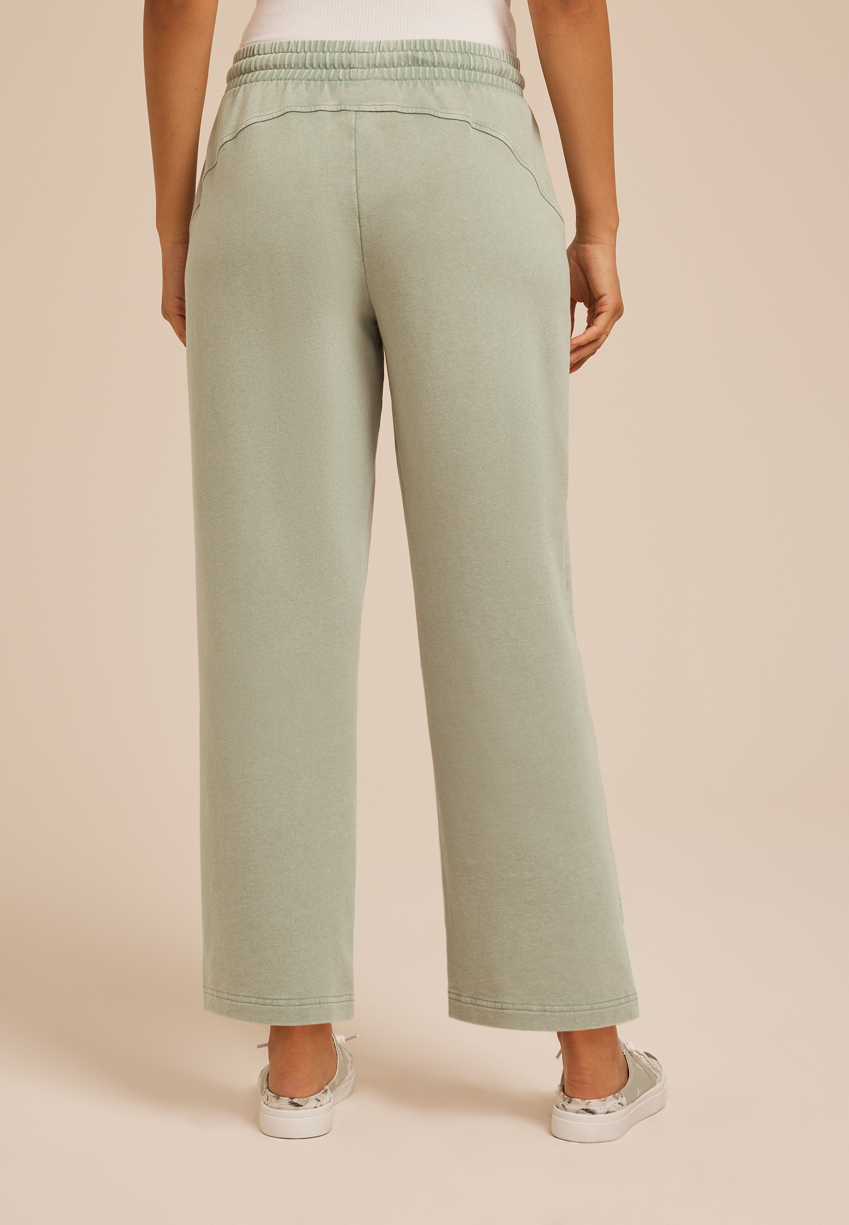 Washed Terry High Rise Wide Leg Cropped Pant, C7225, large