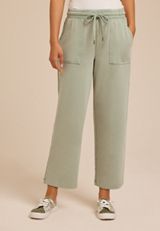 Washed Terry High Rise Wide Leg Cropped Pant, C7225, small